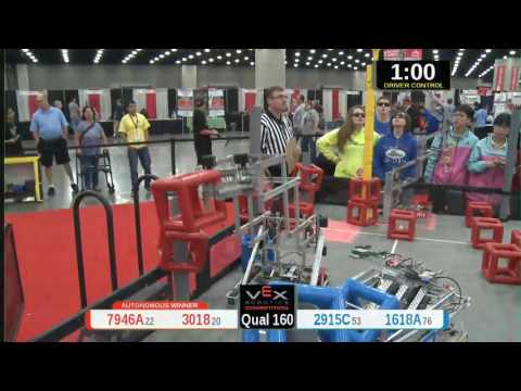 2015 VRC Tech Q160 - 7946A 3018 vs 2915C 1618A - 66 to 53 - VEX Worlds 2015 - Technology Division