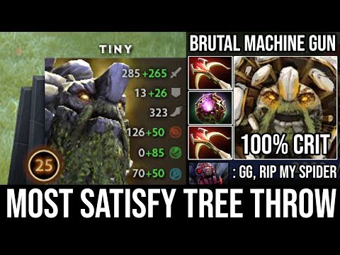 The Most Satisfy Tree Throw Ever Crit Every Hit with 2x Daedalus Tiny Vs Godlike Brood 24Kills DotA2