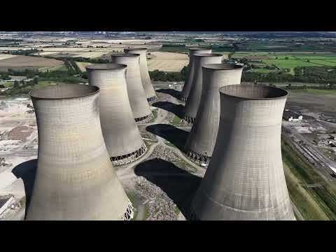 Eight giant cooling towers at Cottam power station demolished in one go