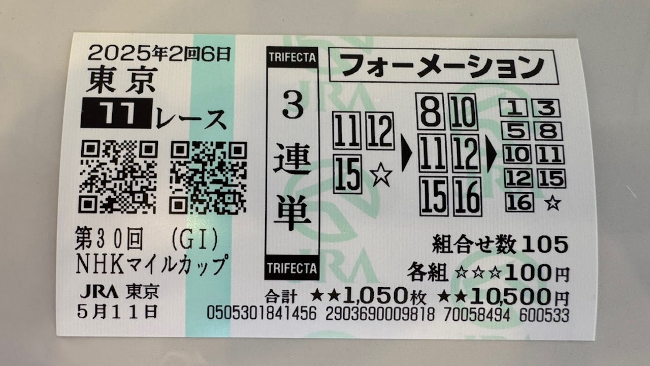 1万円が◯◯◯万円に!!超高額配当的中【NHKマイルカップ2025】