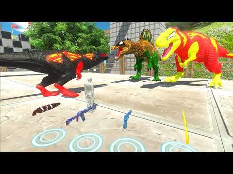 FPS AVATAR DEATH RACE vs BLACK SUPERMAN T-REX - Animal Revolt Battle Simulator