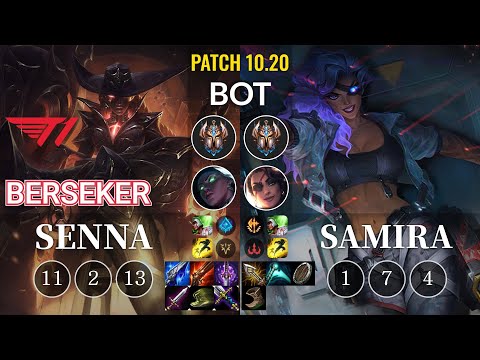 T1 Berseker Senna vs Samira Bot - KR Patch 10.20