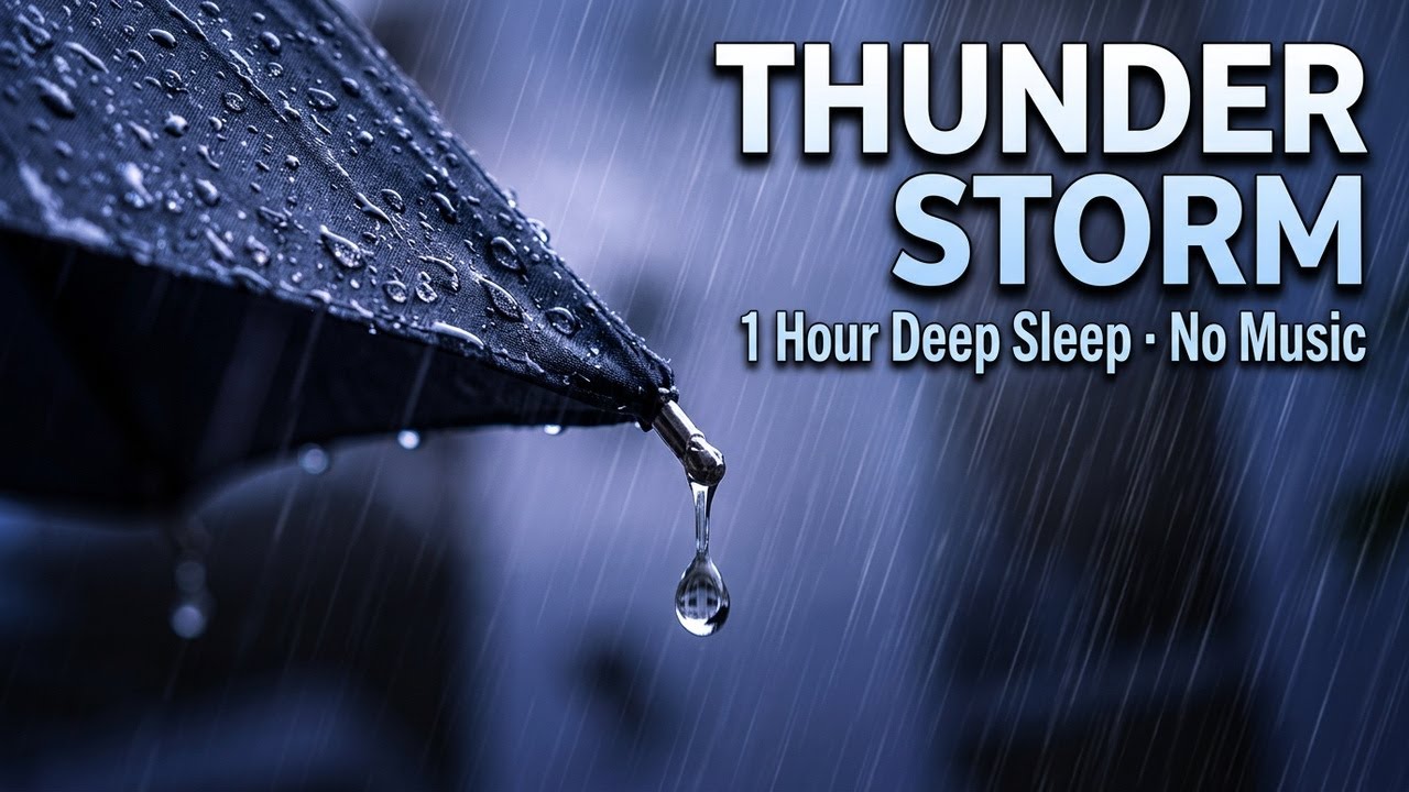 Fall Asleep to Powerful Thunderstorm & Rain on Umbrella | Pure Sleep Sounds