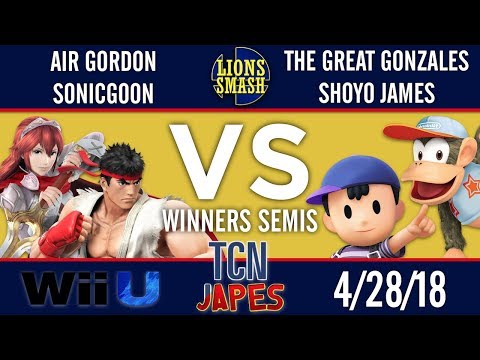 TCNJapes 6 - Air Gordon + SonicGoon vs The Great Gonzales + Shoyo James - Smash 4 Doubles W. Semis