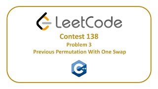 YouTube video 'Leetcode 138 Problem 3 - Previous Permutation With One Swap'
