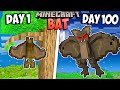 I Survived 100 Days as a BAT in Minecraft