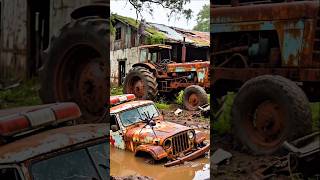 Exploration of the Jeep Ambulance Car and the rusty old Tractor near the abandoned cattle yard