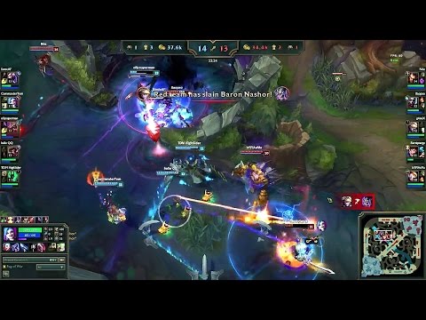 League of Legends : Insane Baron steal and won teamfight