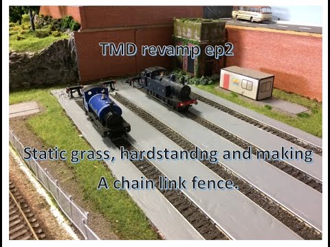 Exeter Central video 28 TMD revamp pt2-static grass, hardstanding and making a chain link fence.