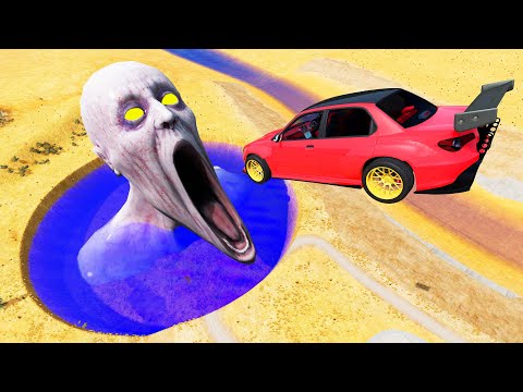 Epic Escape From The Shy Guy (SCP-096) | Cars VS Giant Pit Deep Water | Top 5 | BeamNG.Drive