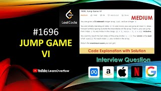 YouTube video 'Jump Game VI | DP + Dequeue Explained | LeetCode 1696 | Learn Overflow'