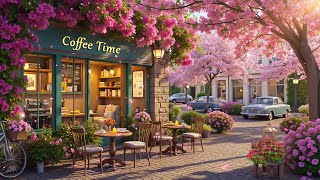 Spring Vibes 🌸 Outdoor Coffee Shop Ambience with Relaxing Bossa Nova Jazz Music for Work, Study