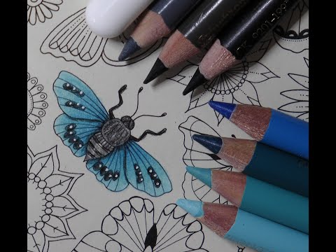 Adult Colouring Tutorial Blue Butterfly - from Secret Garden by Johanna Basford