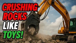 Excavator Crushing Rocks Like Toys – Insane Power in Action | Construction & Machines