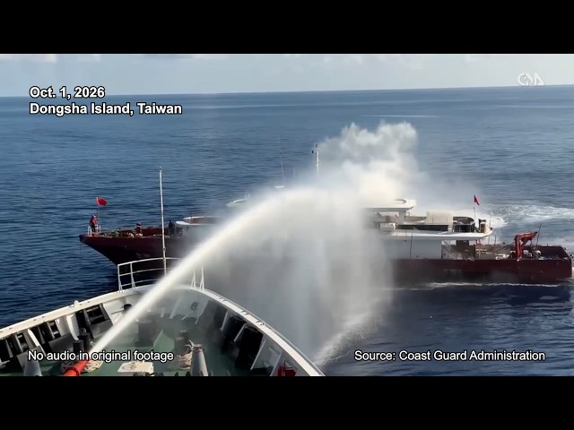 Taiwan Coast Guard uses water cannon to drive off Chinese fishing boat