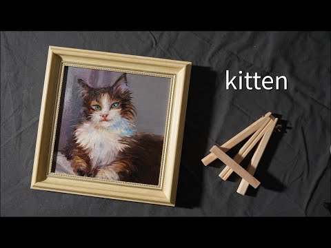 04 Learn how to put a lively and cute cat on the canvas board with oil painting instruction!