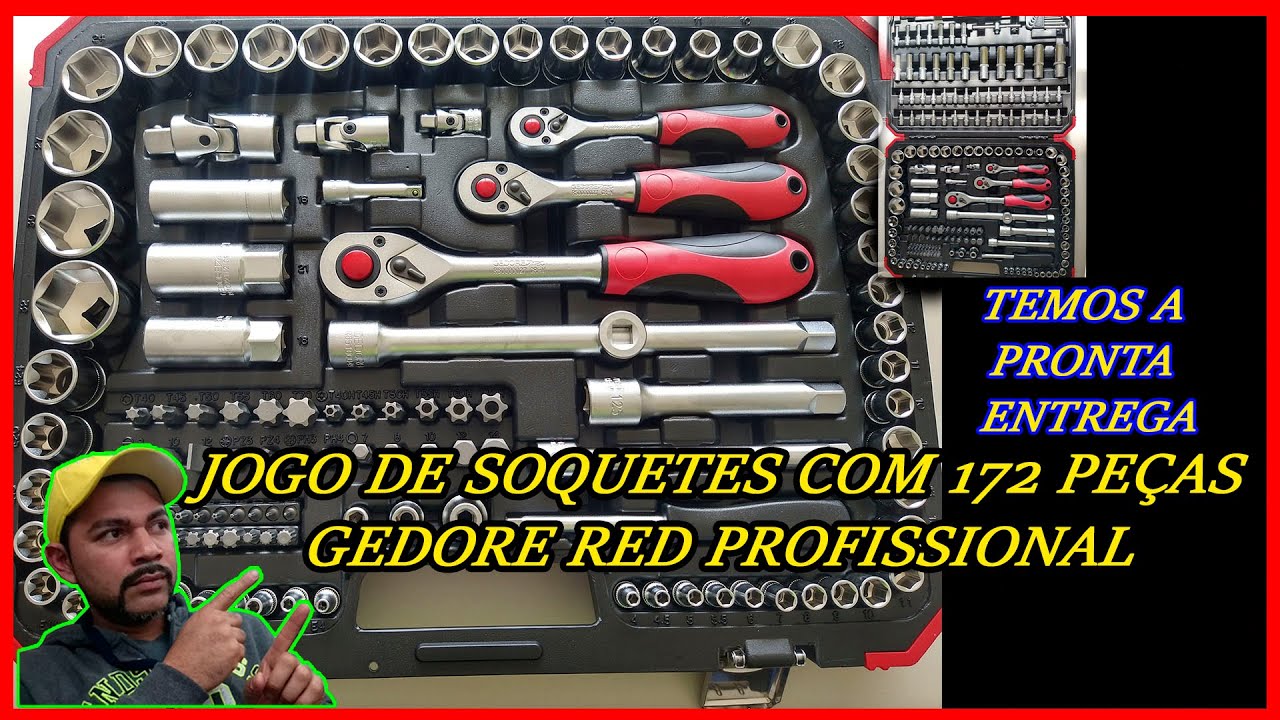 JOGOS DE SOQUETES GEDORE RED COM 172 PEÇAS PROFISSIONAL COM ENCAIXE  1/4″ + 3/8″ + 1/2″ SEXTAVADOS