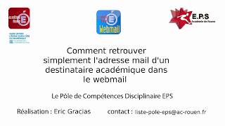 Rechercher une adresse mail directement dans le webmail de l'académie de Rouen