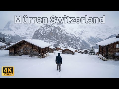 Mürren, Switzerland 🇨🇭 Most Dramatic Alpine Village In Heavy Snowfall ❄️ Winter Silence