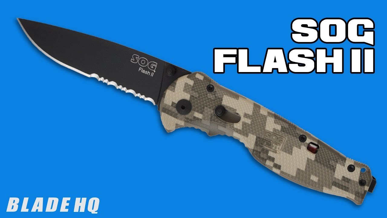 SOG Flash II Assisted Opening Knife Digi Camo (3.5" Black Serr) DFSA-98