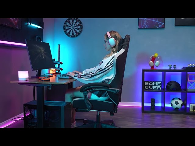 Silla Gaming GTPLAYER Ergonómica con Reposapiés Ajustable y Tela Transpirable video