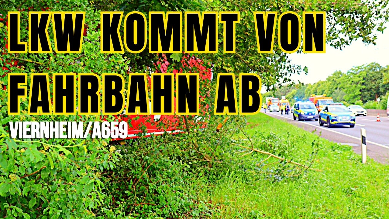 Lkw kommt am Viernheimer Kreuz von Fahrbahn ab und prallt gegen mehrere Bäume