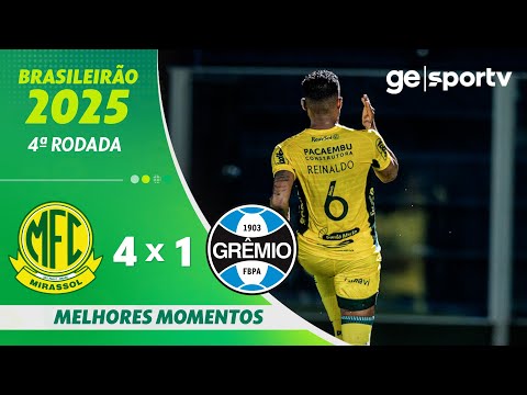 Gols e lances de Mirassol x Grêmio