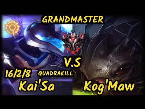 KAI'SA vs KOG'MAW - QUADRAKILL 16/2/8 KDA BOTTOM ADC GAMEPLAY - EUN Ranked GRANDMASTER