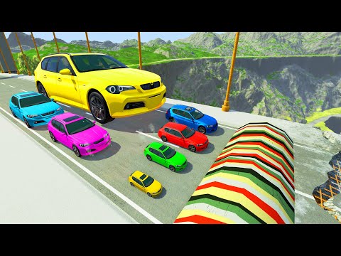 HT Gameplay Crash # 5 | Big & Small Cars vs Broken Bridge vs Color Speed Bumps