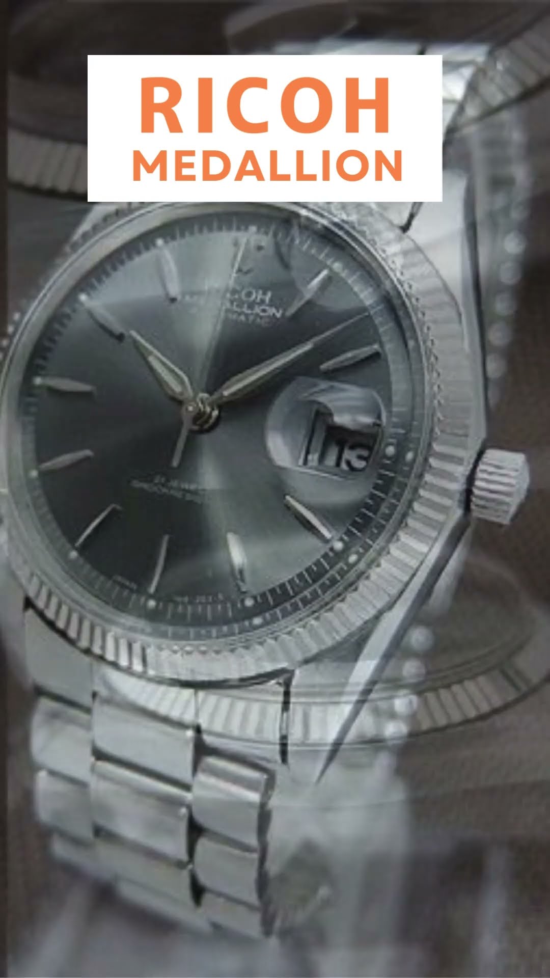 JA-2529| リコー メダリオン 21石 30804 SS フルーテッドベゼル グレー