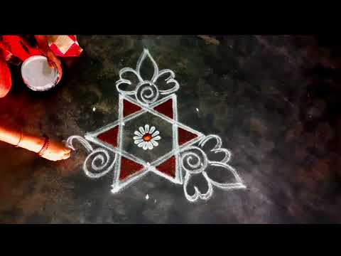 aadi1specialkolam5*3dotsstar flower padi kolam/Fridaykolam/pookolam/srinithi kolam/dailykolam/kolam