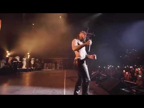 Burna Boy performs Ajimovoix Drums focus dance on stage in Dublin