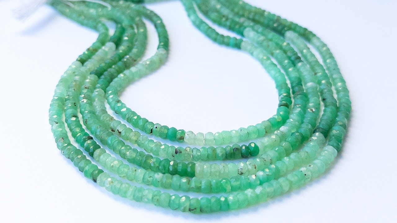 Chrysoprase | Faceted Rondelle | 4.2-4.4mm Bead Size | 34cm Strand Length video