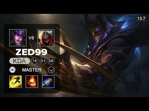 ZED99 Zed vs Syndra Mid - KR Master - Patch 13.7 Season 13