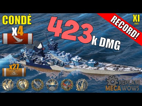 DAMAGE RECORD! Condé 4 Kills & 423k Damage | World of Warships Gameplay