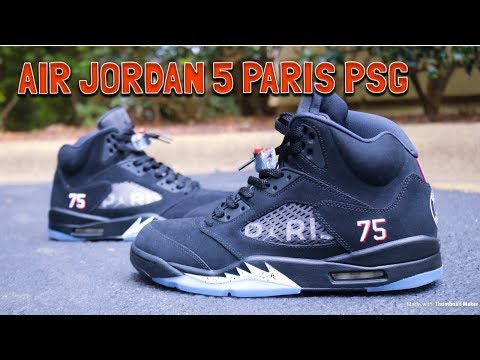 AIR JORDAN 5 PARIS SAINT GERMAIN PSG REVIEW, BLACK METALLIC COMPARISON & ON FEET!!