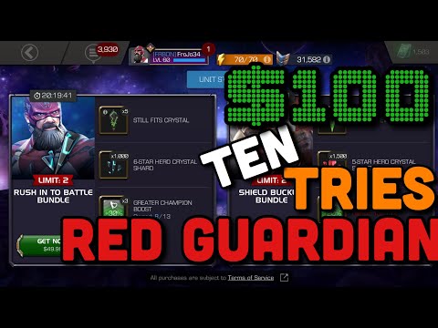 Ten Tries at 6 Star Red Guardian | Marvel Contest of Champions