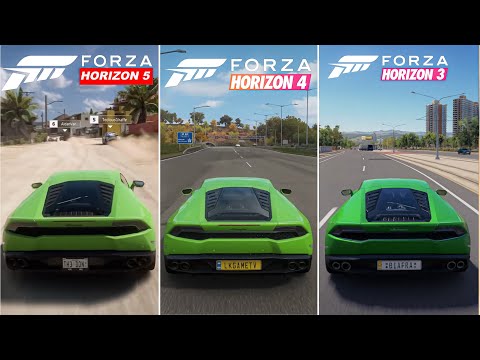 Forza Horizon 5 Vs Horizon 4 Vs Horizon 3 - Engine Sound Comparison Lamorghini Huracan