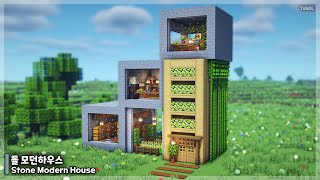 ⚒️ Minecraft : How To Build a Stone Survival Modern House 🏡