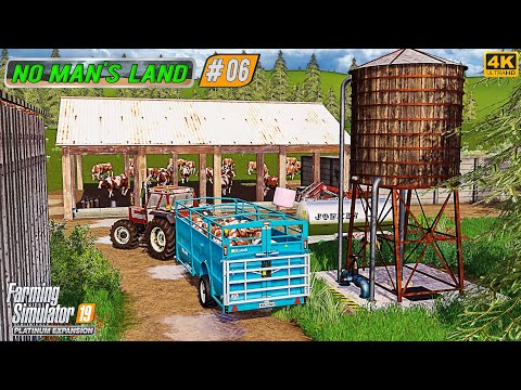 Raking, Collecting Grass & Making Silage. Buying Dairy Cows ⭐ No Man's Land #06 ⭐ FS19 4K Timelapse