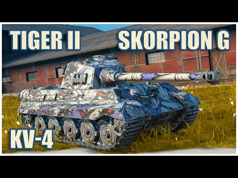 Tiger II, KV-4 & Skorpion G • WoT Blitz Gameplay