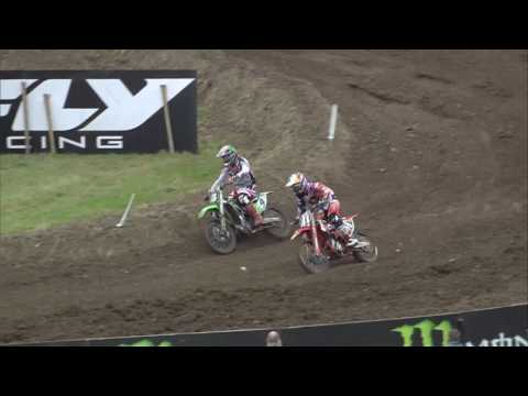 Dylan Ferrandis passes Pauls Jonass FULLBACK MXGP of Great Britain MX2 race 2 - motocross