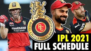 IPL 2021 UAE - Royal Challengers Bangalore (RCB) full schedule Date, Time and Venue for UAE leg