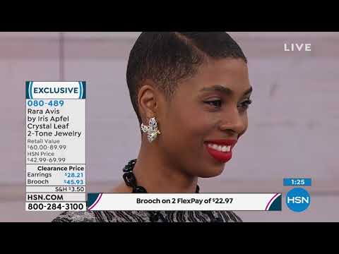 Rara Avis von Iris Apfel – Zweifarbige Blattbrosche mit Kristallen