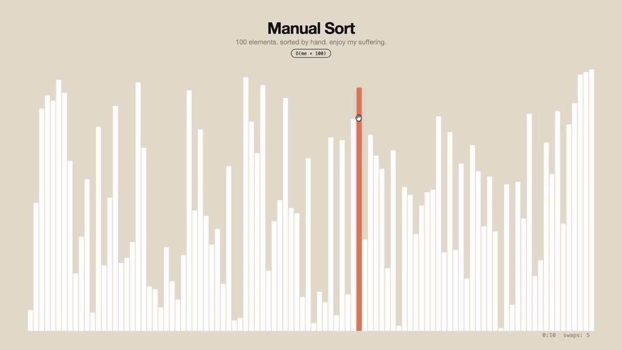 Manually sorting a 100 element array.