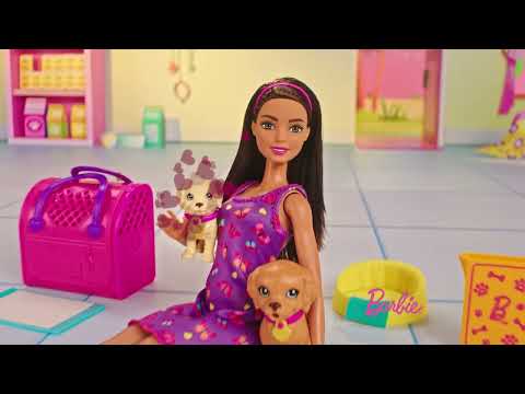 Mattel Lėlė Barbė šuniukų įvaikinimo žaidimų rinkinys video