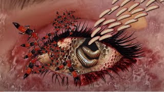 ASMR Worms & Maggots Removal From Infested Eye | Eye Cleaning ASMR | JINJJA 진짜 ASMR