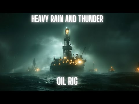Heavy Rain and Thunder Ambience | Oil Rig | Sounds for sleep, study, relaxation, and meditation.