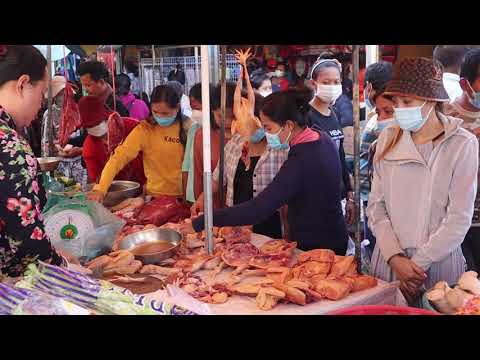 Cambodia Market Tour in 2021, Fresh food review in early morning at Phsar Phum Russey