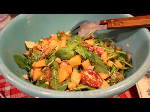 Melon, Bayonne Ham and Chickpea Salad